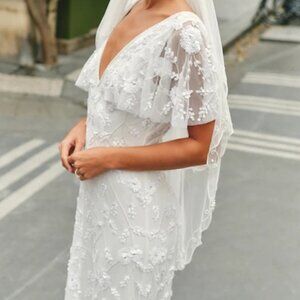 Lulus Safiya White Sequin Flutter Sleeve Maxi Dress